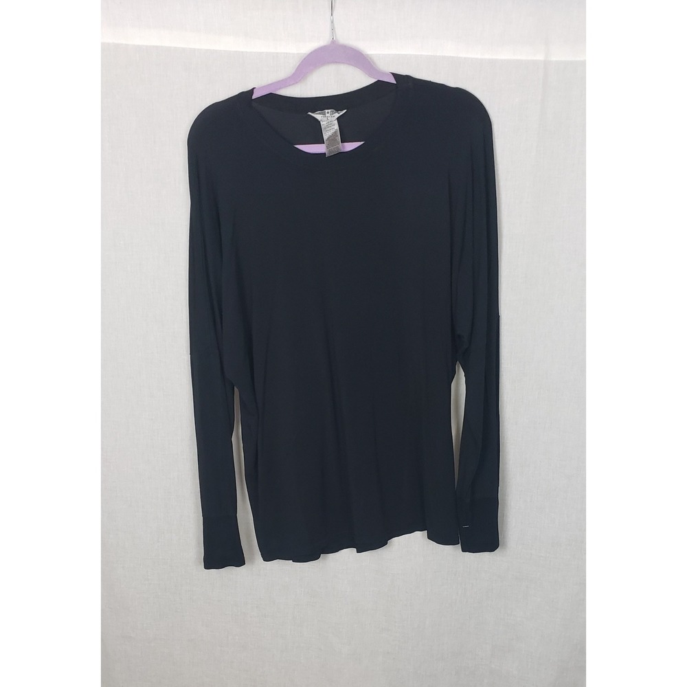 Hard Tail Forever Black Micro Modal Long Sleeve Relaxed Top L Athleisure USA